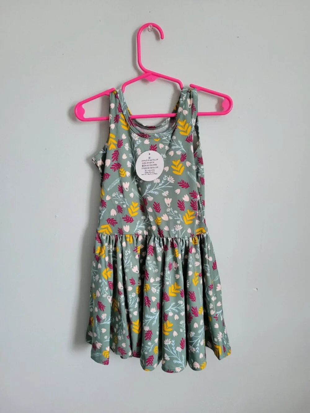 Dot Dot Smile Dress Girl's 2T Toddler Green Floral Twirl Tank NWT